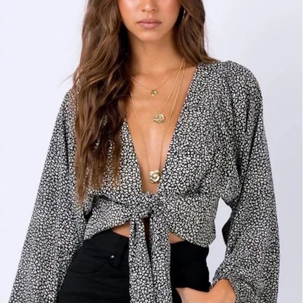 Princess Polly Tie Front Cheetah top